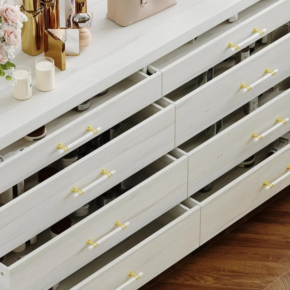 Armoire Bedroom Island Wardrobe Closet Island with 8 Drawers, Island Dresser with 2 Tier Open Shelves