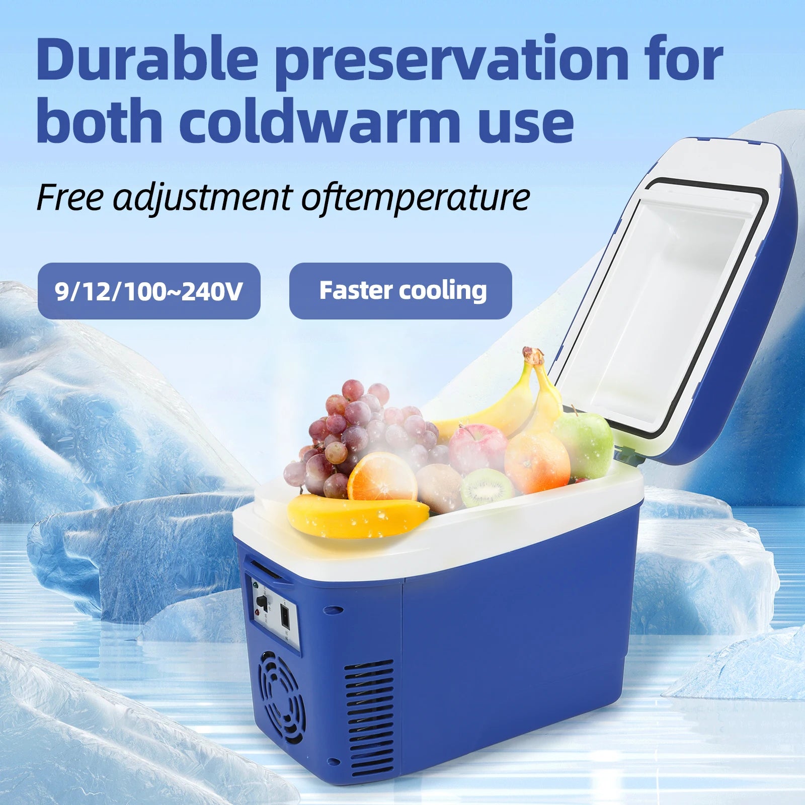 iceBlue 7L Portable Fridge - Car & Home Cooler/Warmer with 12V DC | AlluCanFind