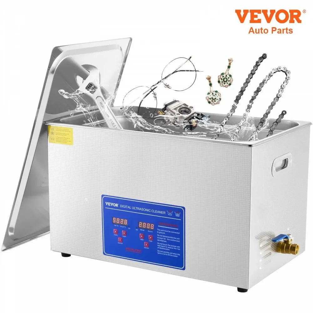 VEVOR Ultrasonic Cleaner with Digital Timer - 2L to 30L Stainless Steel Tank for Jewelry, Glasses, Watches & Industrial Parts
