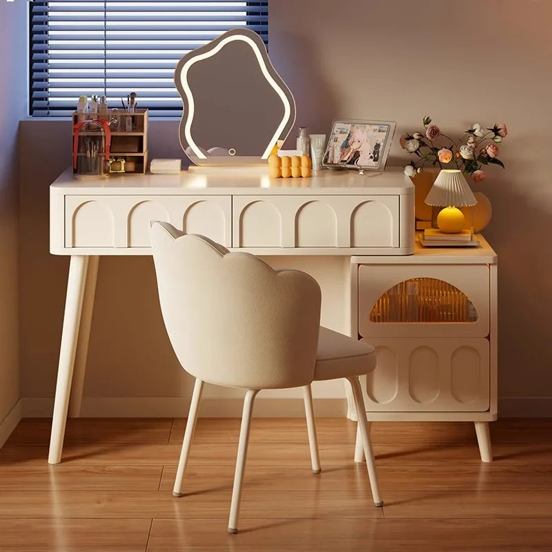 Cream wind dresser chest integrated with mirror bedroom end of bed multi-functional light luxury dressing table