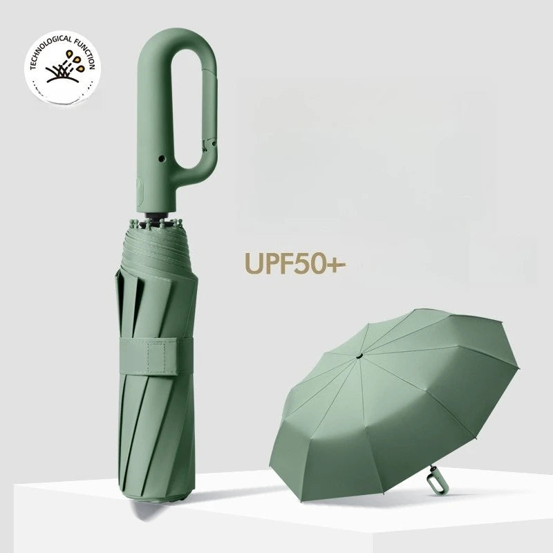 Strong Windproof Automatic Umbrella Sunshade UV Protection Folding Men's Umbrella Buckle Rain Large Parasol for Women