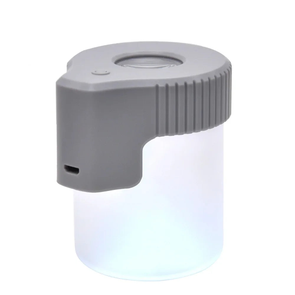 LED Glass Tobacco Jar Bottle Box with Magnifier Sealed Vacuum Herb Tobacco Jar Box Bottle Tobacco Storage Bottle Jar Container
