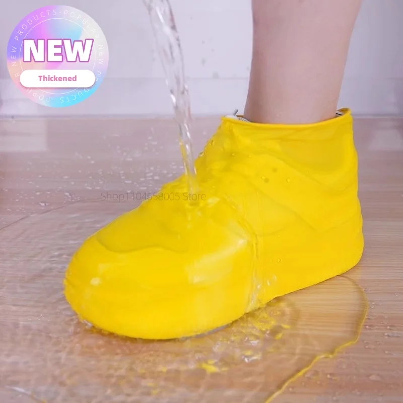 New Thickened Silicone Shoe Covers WaterProof Rubber Rain Boot Covers Reusable Non-slip Rain Shoes Outdoor Rain Gear Accessories