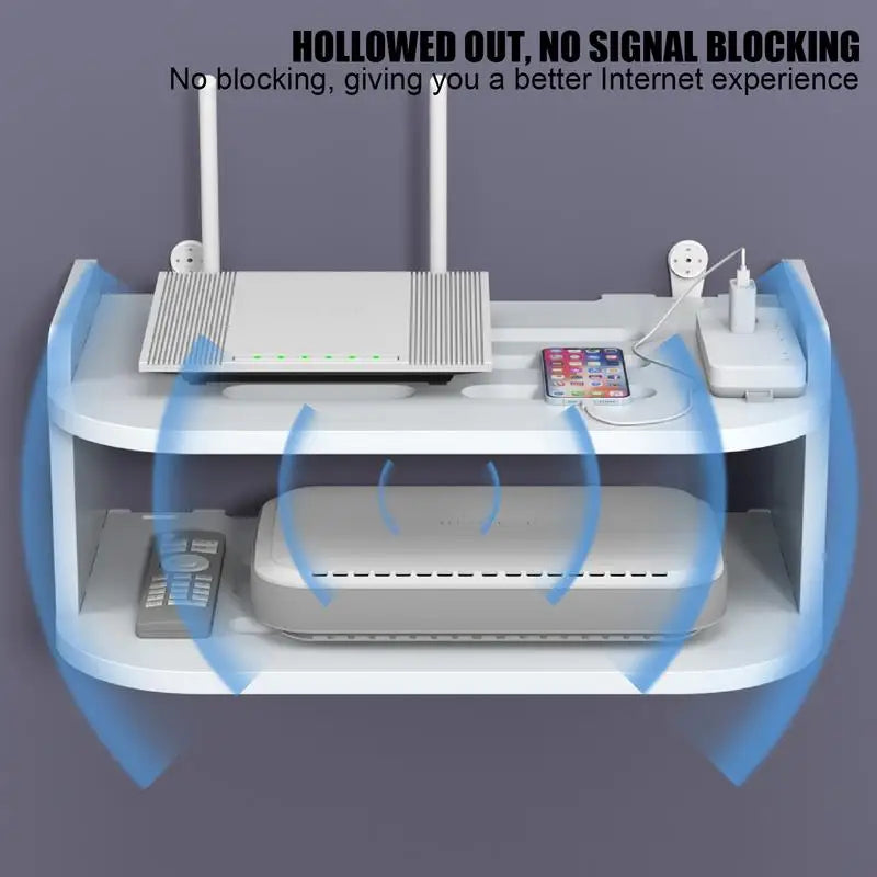 Wifi Storage Racks Bedroom Wall Wireless Perforation-Free Shelf Storage Box Hanging Wall Remote Control Shelf Set-Top Box Router