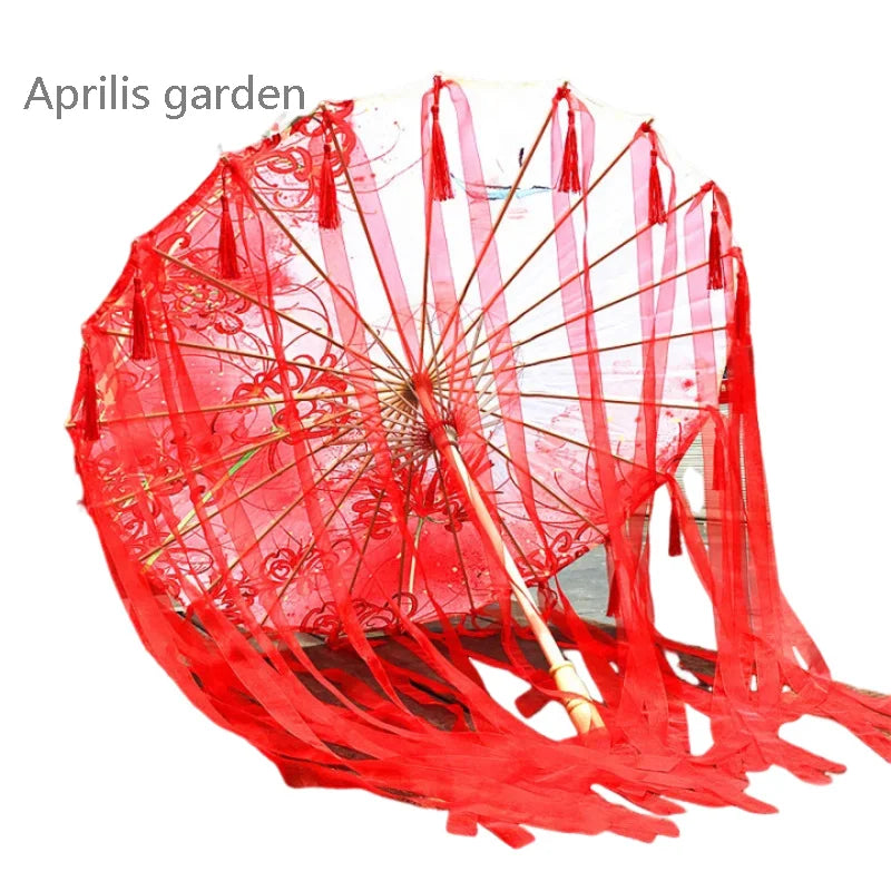 Star Oil Paper Waterproof Beach Umbrella Fan Chinese Dance Performance Lace Umbrella Classical Hanfu Fairy Parasol Paraguas