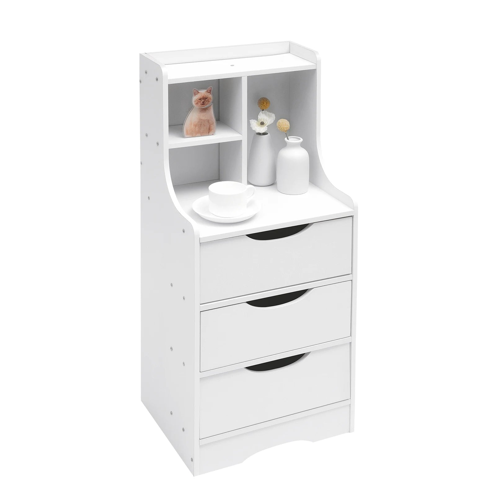 White Vertical Bedside Table Bedroom Bedside Storage Cabinet Maximum Load-bearing Capacity Of Approximately 27.56LBS