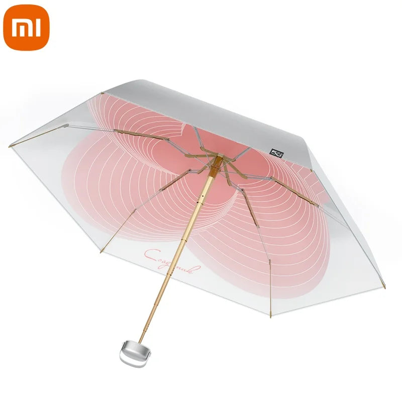 【UPF50+0 Ultimate Sun Protection】 6 - fold 6 - rib Titanium - Silver Compact Umbrella | Lightweight, Wind - Resistant & Sty