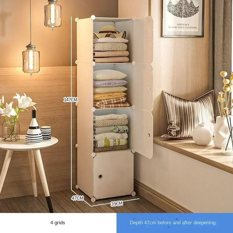 Simple Wardrobe Clothes Folding Cabinets Dressers Cube Storage Locker Plastic Collapsible Dustproof Home Bedroom Furniture