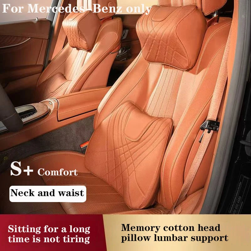 Car headrest for Mercedes-Benz C W205 GLC X254 E Class W214 Nappa leather headrest neck and waist support advanced material