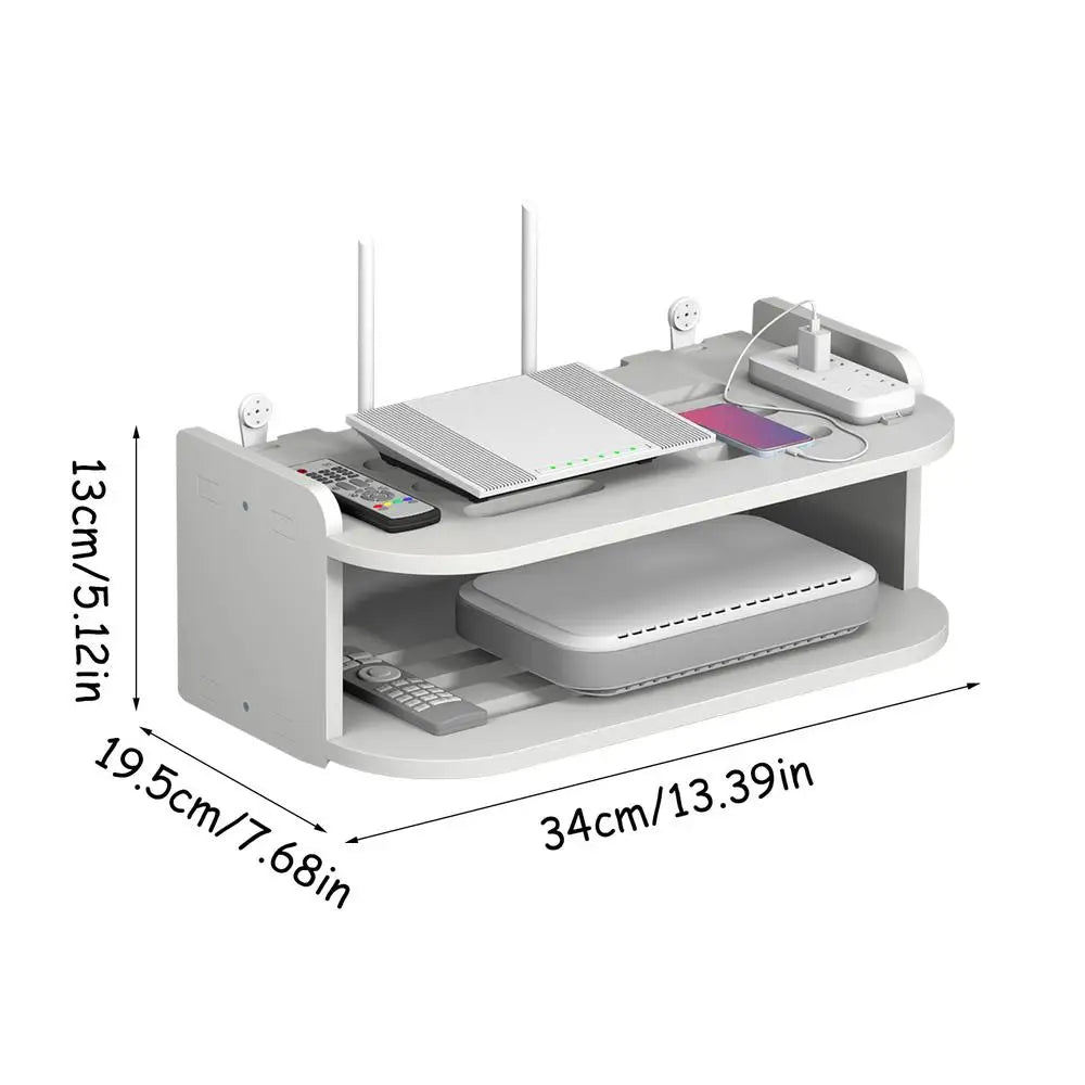 Wifi Storage Racks Bedroom Wall Wireless Perforation-Free Shelf Storage Box Hanging Wall Remote Control Shelf Set-Top Box Router