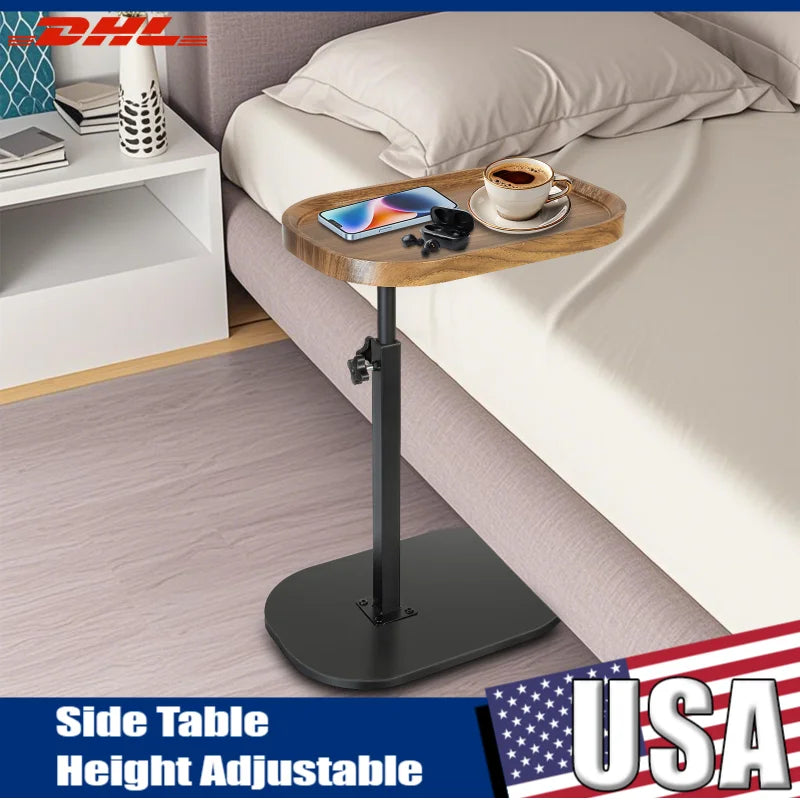 C Shaped Home Side Table Adjustable Laptop Desk Bedside Bathtub Sofa Armrest Tray Small Table For Living Room Bedroom Tea Coffee