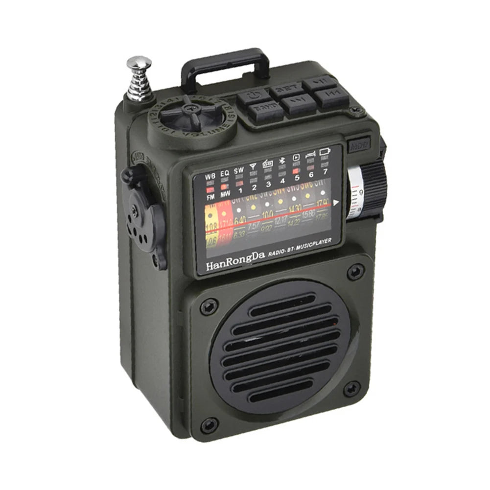 HRD-700/ Full Band Radio Music Player Portable FM/MW/SW/WB Radio Receiver Bluetooth Speaker Support Bluetooth TF Card Playback