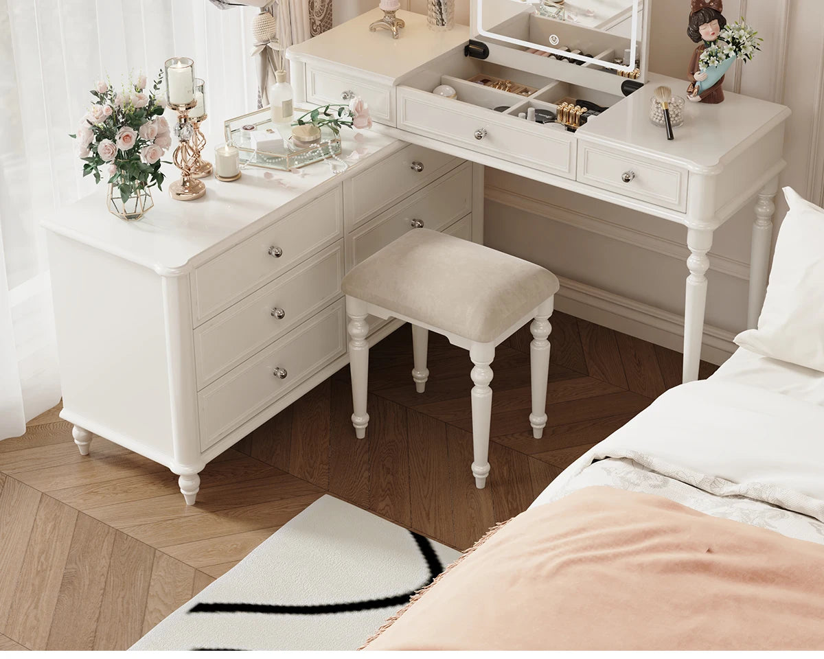 Solid wood dresser chest integrated bedroom cream wind high-end end bed