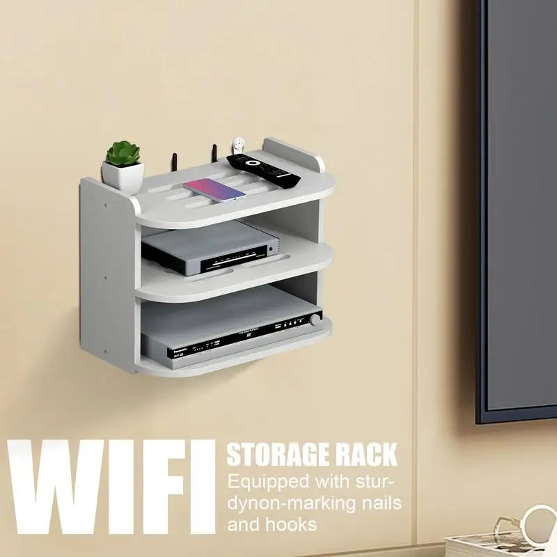 Wifi Storage Racks Bedroom Wall Wireless Perforation-Free Shelf Storage Box Hanging Wall Remote Control Shelf Set-Top Box Router