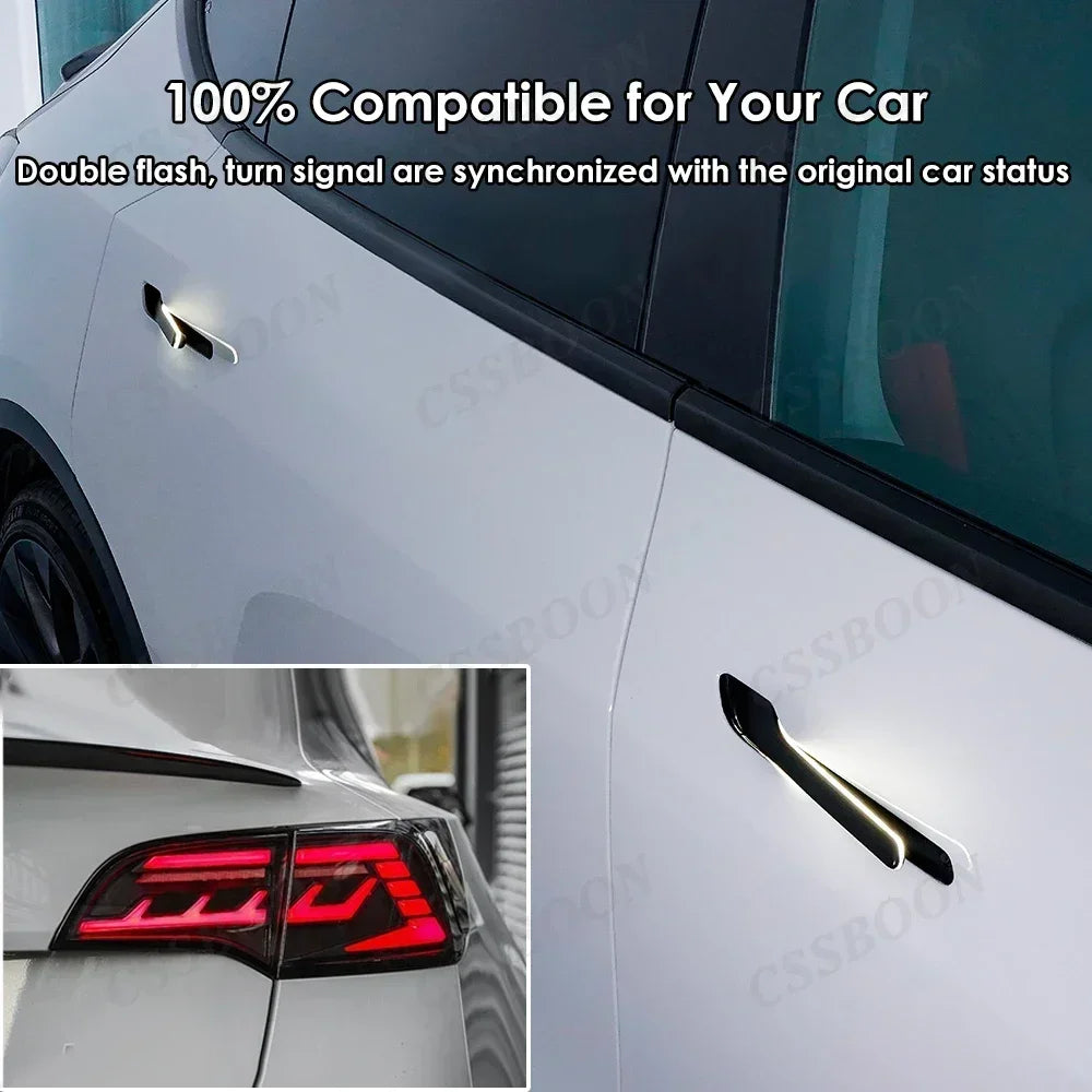 CSSBOON Automatic Door Handle for Tesla Model Y 3 Color LED Light 4 Doors Electric Door Opening Pump Handlebar For New Y Juniper