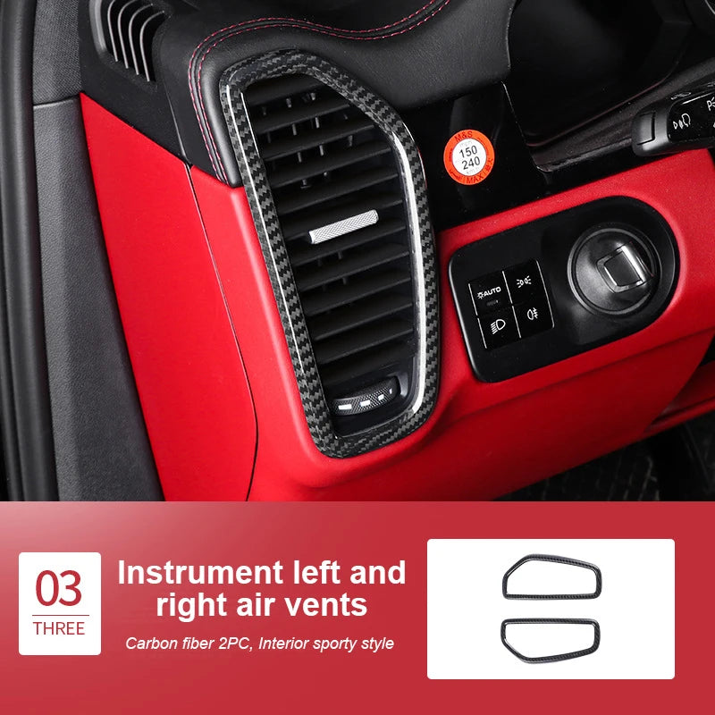 For Porsche Cayenne 2018 2019 2020 2021 2022 2023 2024 Real Carbon Fiber Car Central Control Complete Interior Decoration Frame