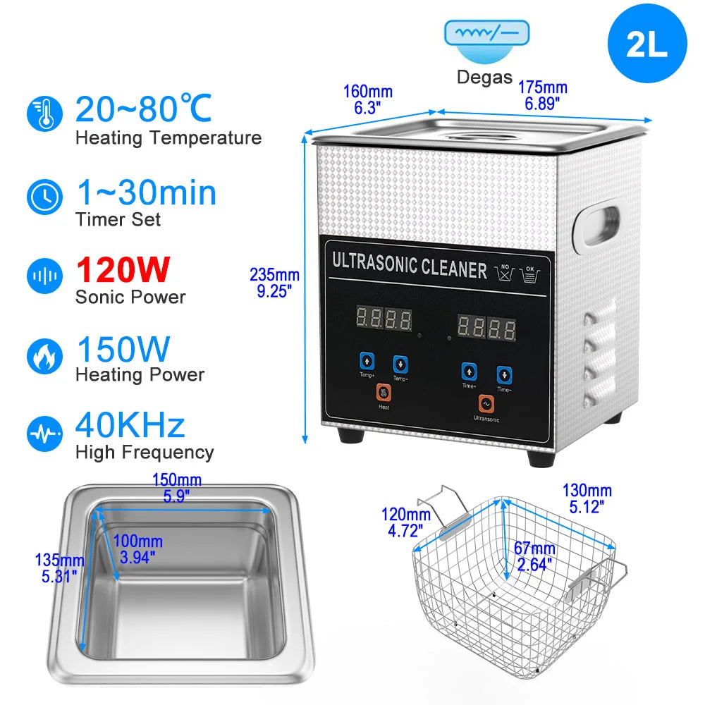 Ultrasonic Cleaner 1L 2L 3L 6L 10L 22L 30L Ultrasonic Bath EU UK Plug Portable Heated 600W Cleaning Washing Ultrasound Machine