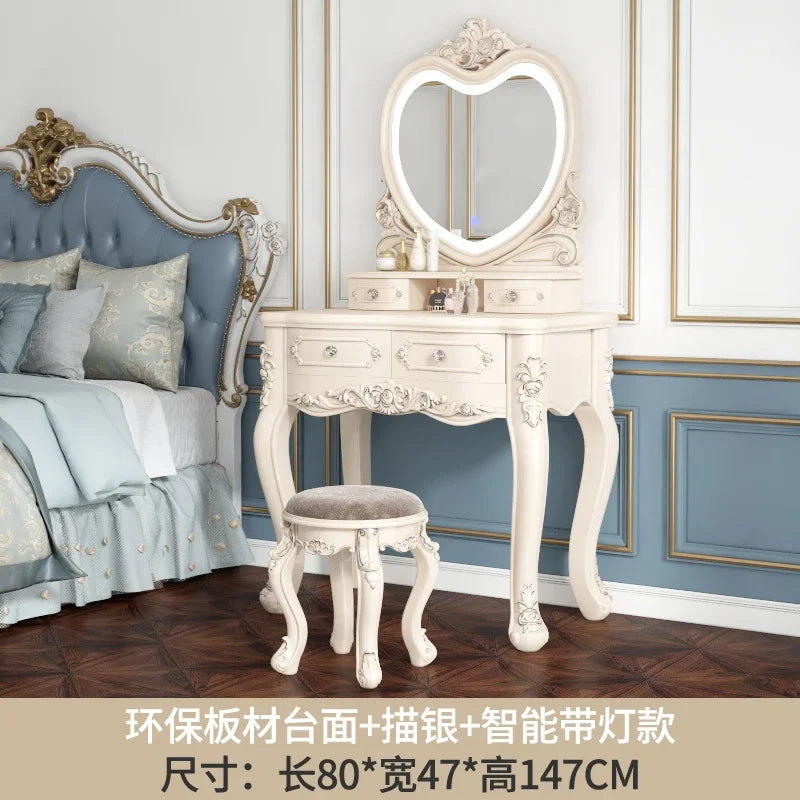 European Classic Vanity Table Mid Century Aesthetic Premium Storage Vanity Table Luxury Beauty Coiffeuse À Maquillage Furniture