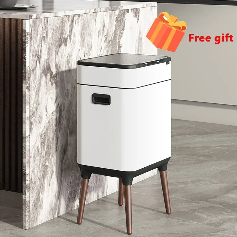 30L Smart Sensor Trash Can Bathroom Kitchen Tall Trash Can Light Luxury Stainless Steel Large Capacity Waterproof Free Gift