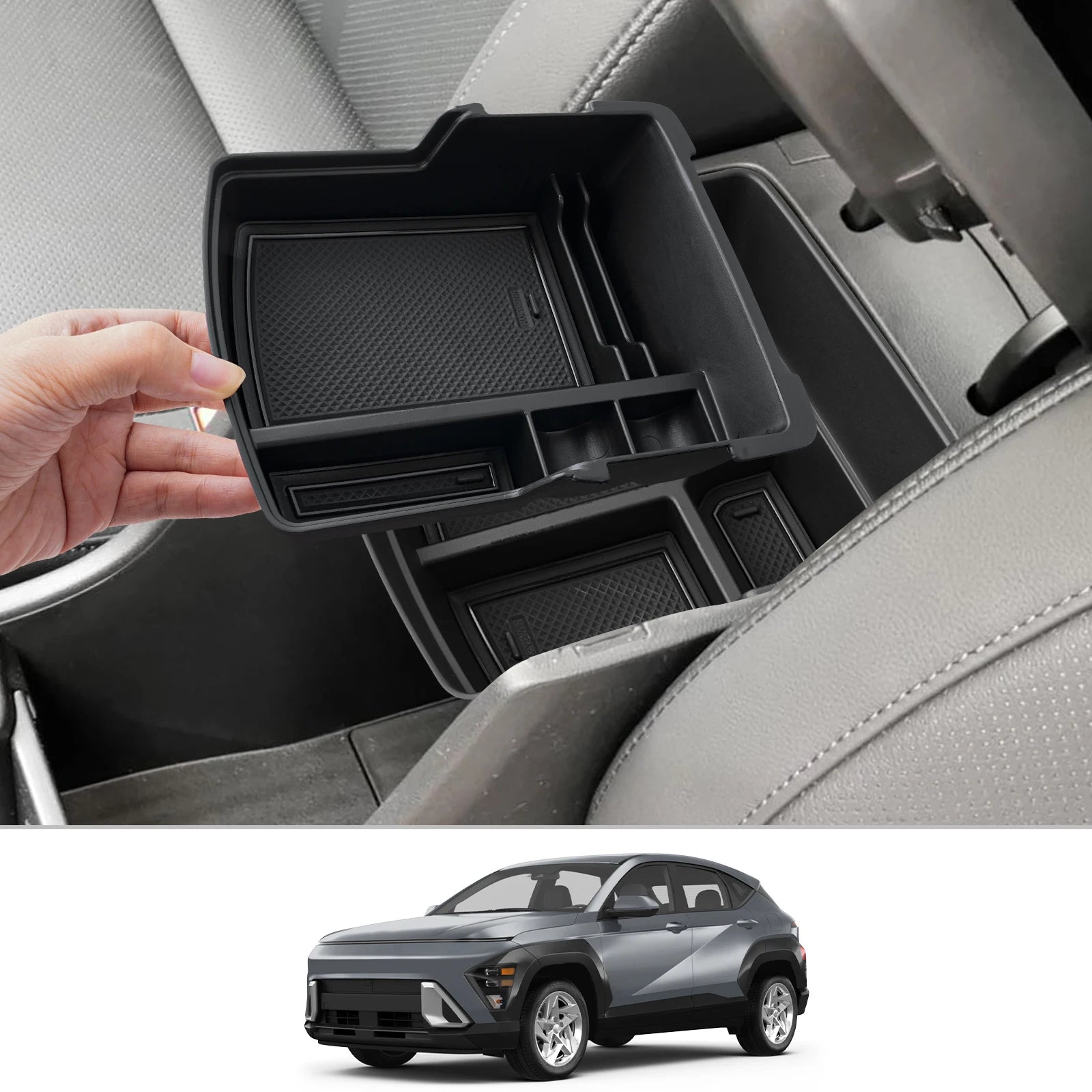 RUIYA Car Armrest Box Storage for Hyundai Kona SX2 2024 2025 2026 Central Control Container Auto Hyundai Kona 2024 Accessories