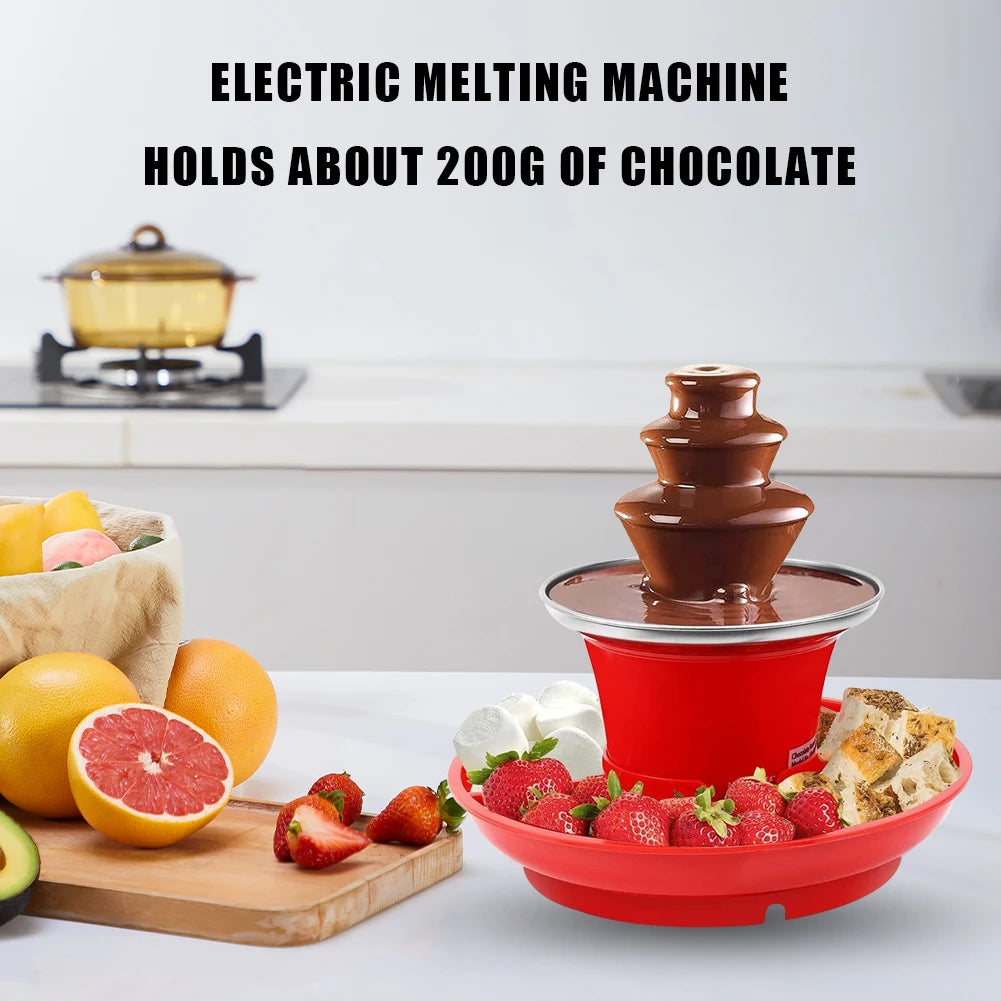 3 Layer Electric Chocolate Fondue Fountain DIY Handmade with Fruits/Nuts/Treats Serving Tray 35W for Weddings Birthday Parties