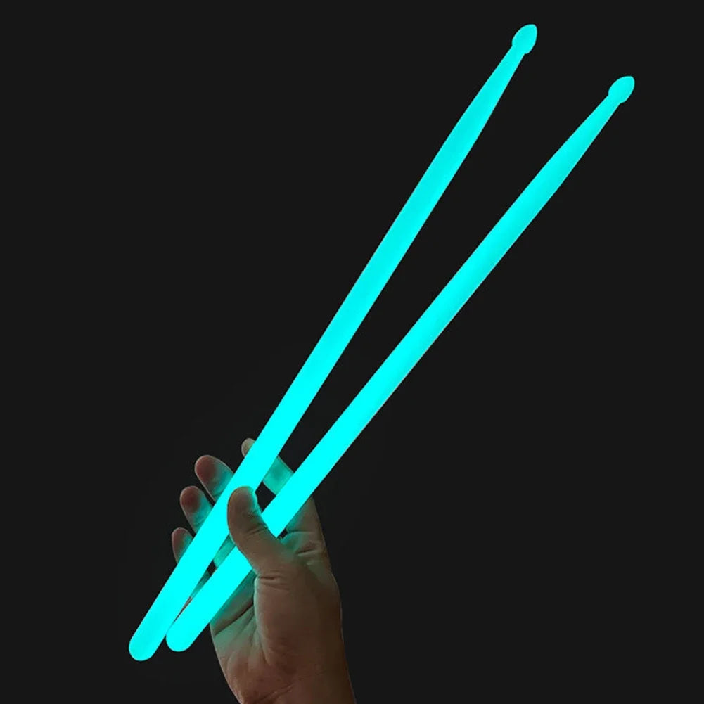 2 Pcs 5A Light Up Drum Sticks Luminous Drum Stick Nylon Fluorescent Drumsticks for Adults Kids Professional for Drummer Gifts