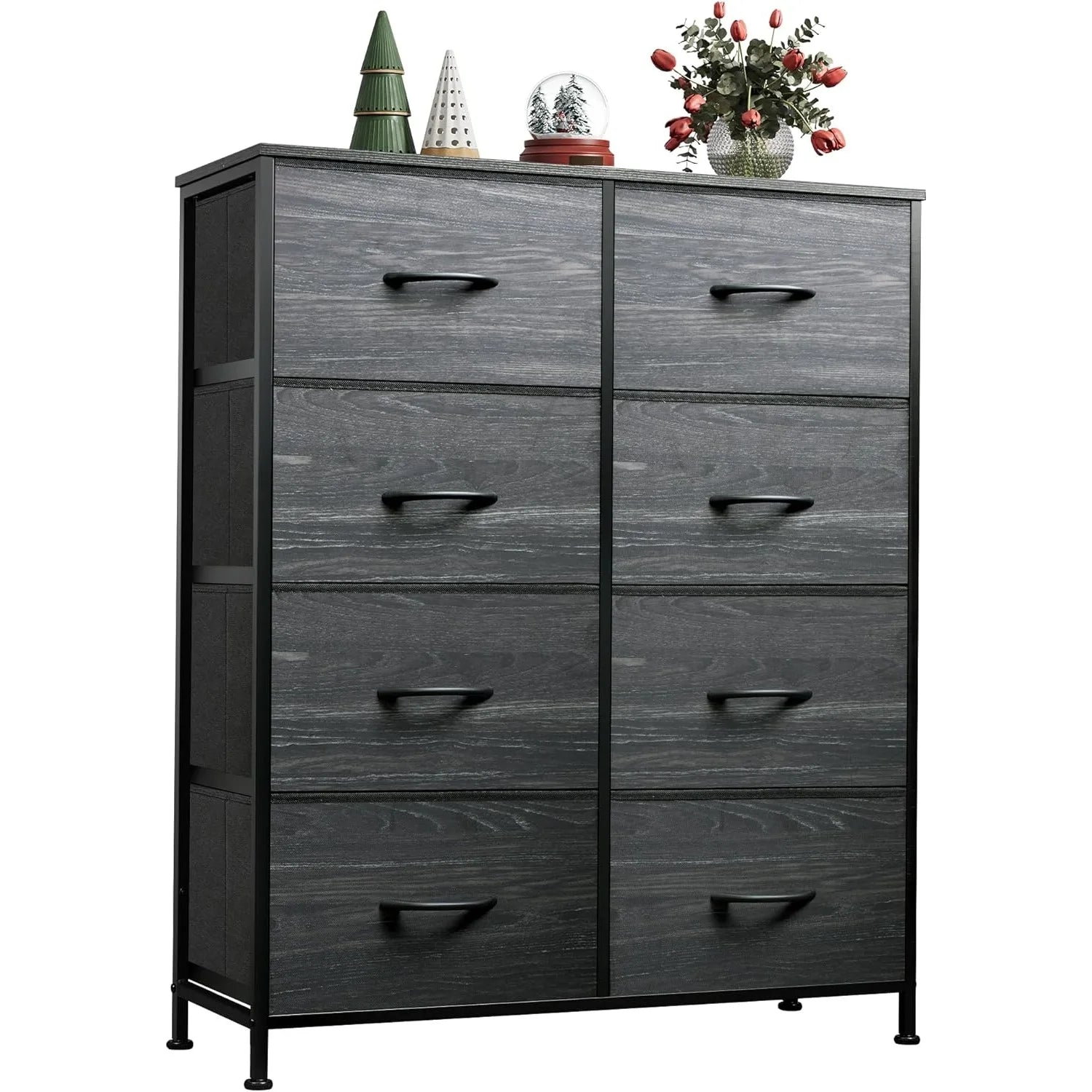 Tall Fabric Dresser for Bedroom with 8 Drawers, Storage Tower with Bins, Double Dresser, Chest of Drawers for Closet,Living Room