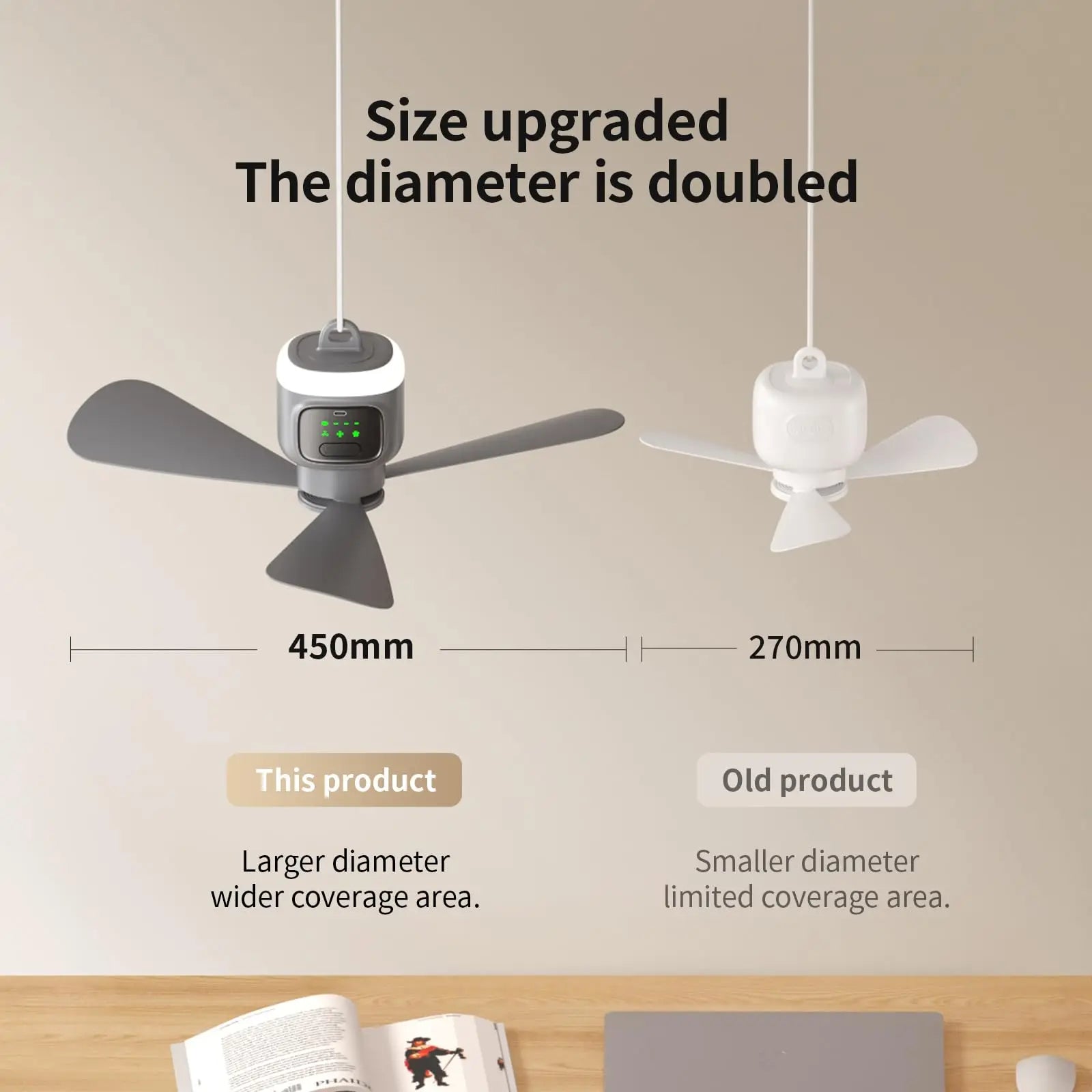 12000mAh Portable Ceiling Fans Outdoor Camping Fan Tent Air Circulator