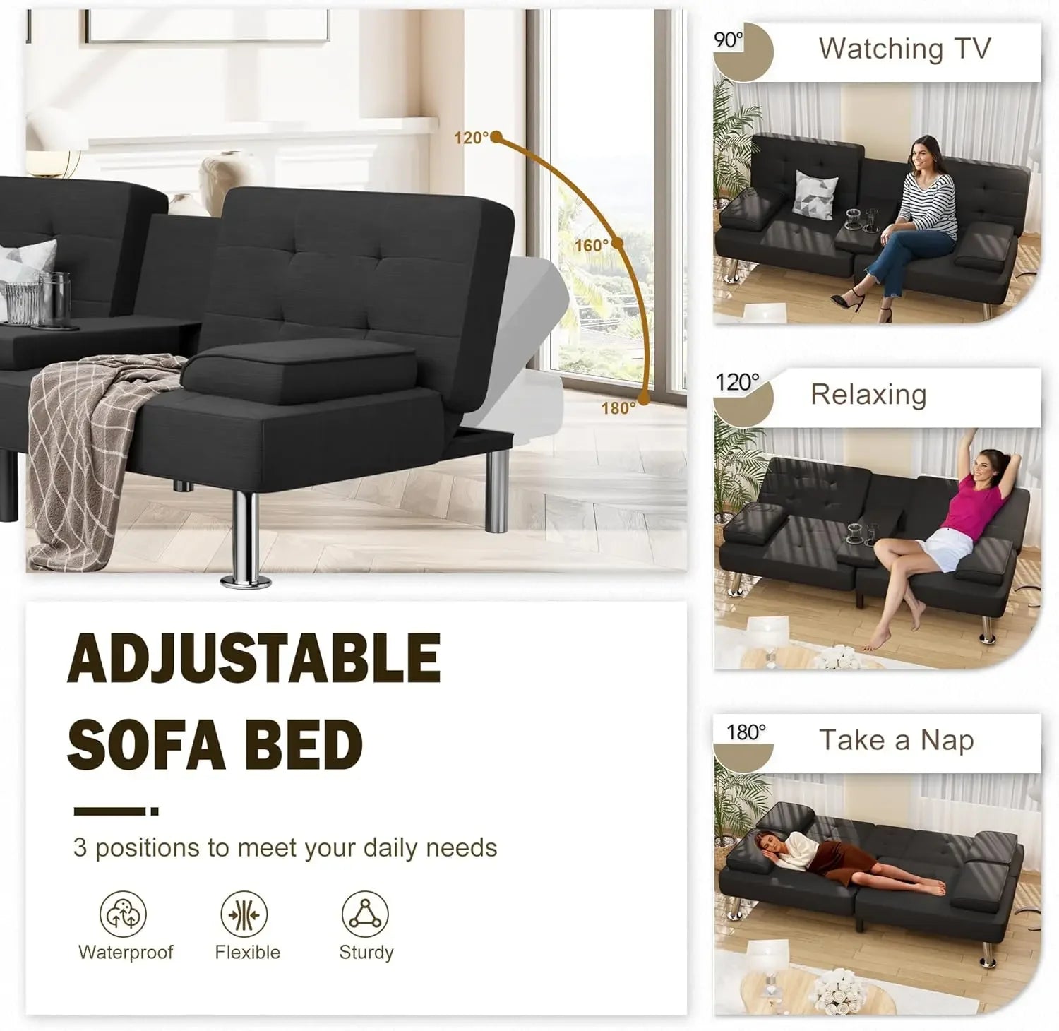 Folding Linen Futon Sofa Bed