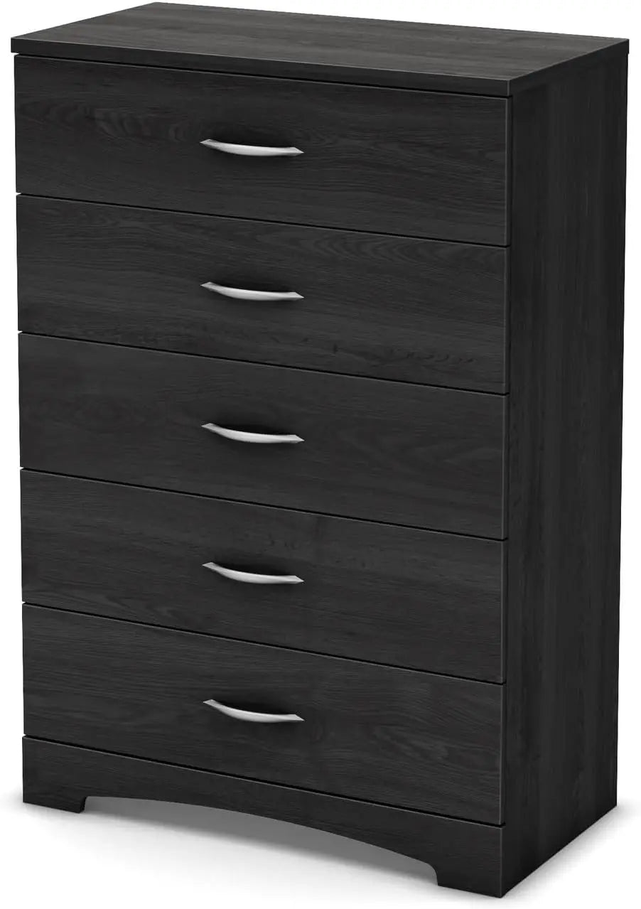 Step One 5-Drawer Dresser, Gray Oak With Matte Nickel Handles