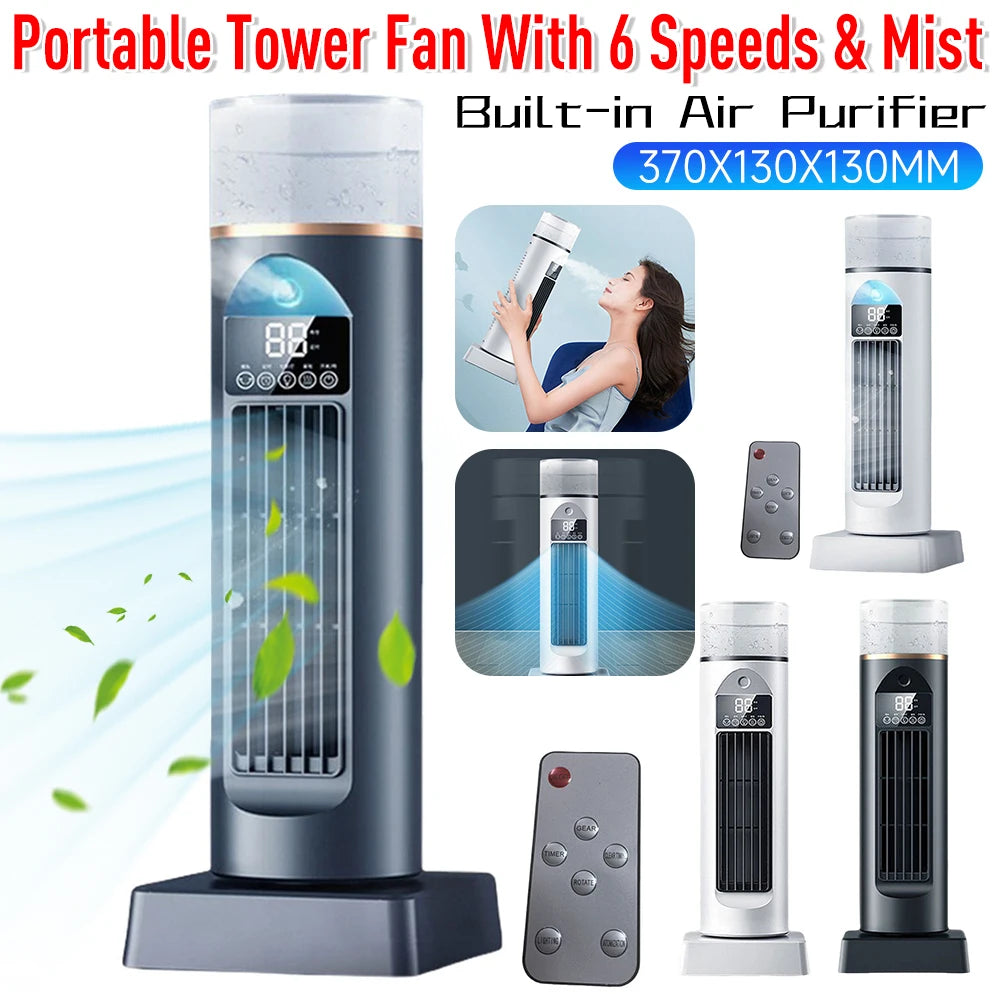Tower Air Cooling Fan With Remote Control 6Wind Speed Bladeless Table