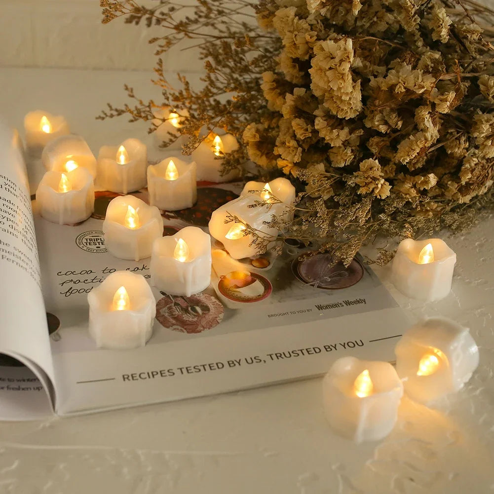 12/24Pcs Remote Flameless Votive Candles Flickering LED Tealights Realistic Battery Operated Candle for Wedding Christmas Decor