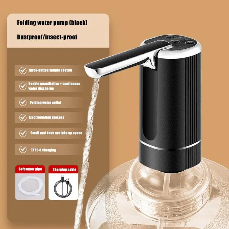 Foldable bottled water pump Rechargeable Multifunctional Drinking Water Pump Button Control Portable Electric Water Dispenser