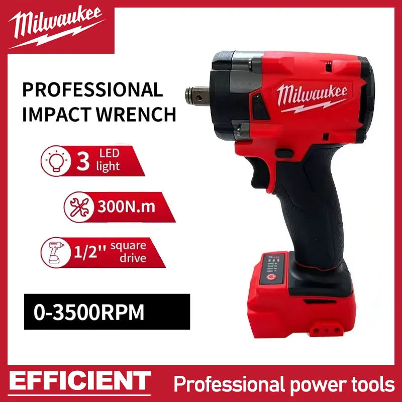 Milwaukee Brushless Cordless 1/2 Electric Wrench Car Truck Repair Screwdriver Impact Drill Rechargable For 18V Battery Tools