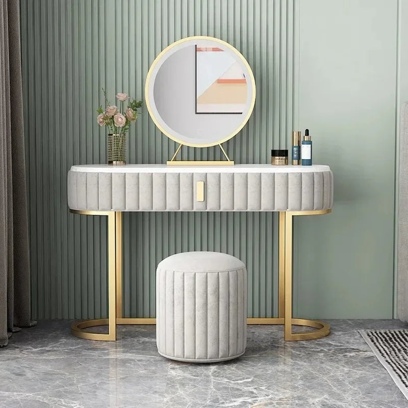 Salon Gray Storage Vanity Table Aesthetic Salon Bedroom Dresser Organizer Space Saving Organizer Schminktisch Trendy Furniture