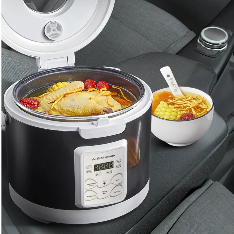 12V 24V 220V Mini Rice Cooker Car Truck Soup Porridge  Food Steamer Heating Lunch Box Meal Heater Warmer 3L for Camping