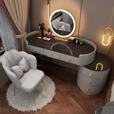 Pink White Vanity Table Women Luxury Nail European Big Stool Study Dressing Table Organizer Mesa De Maquillaje Home Furniture