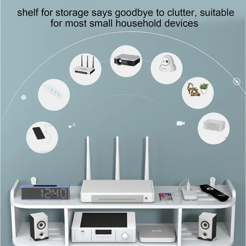 Wifi Storage Racks Bedroom Wall Wireless Perforation-Free Shelf Storage Box Hanging Wall Remote Control Shelf Set-Top Box Router