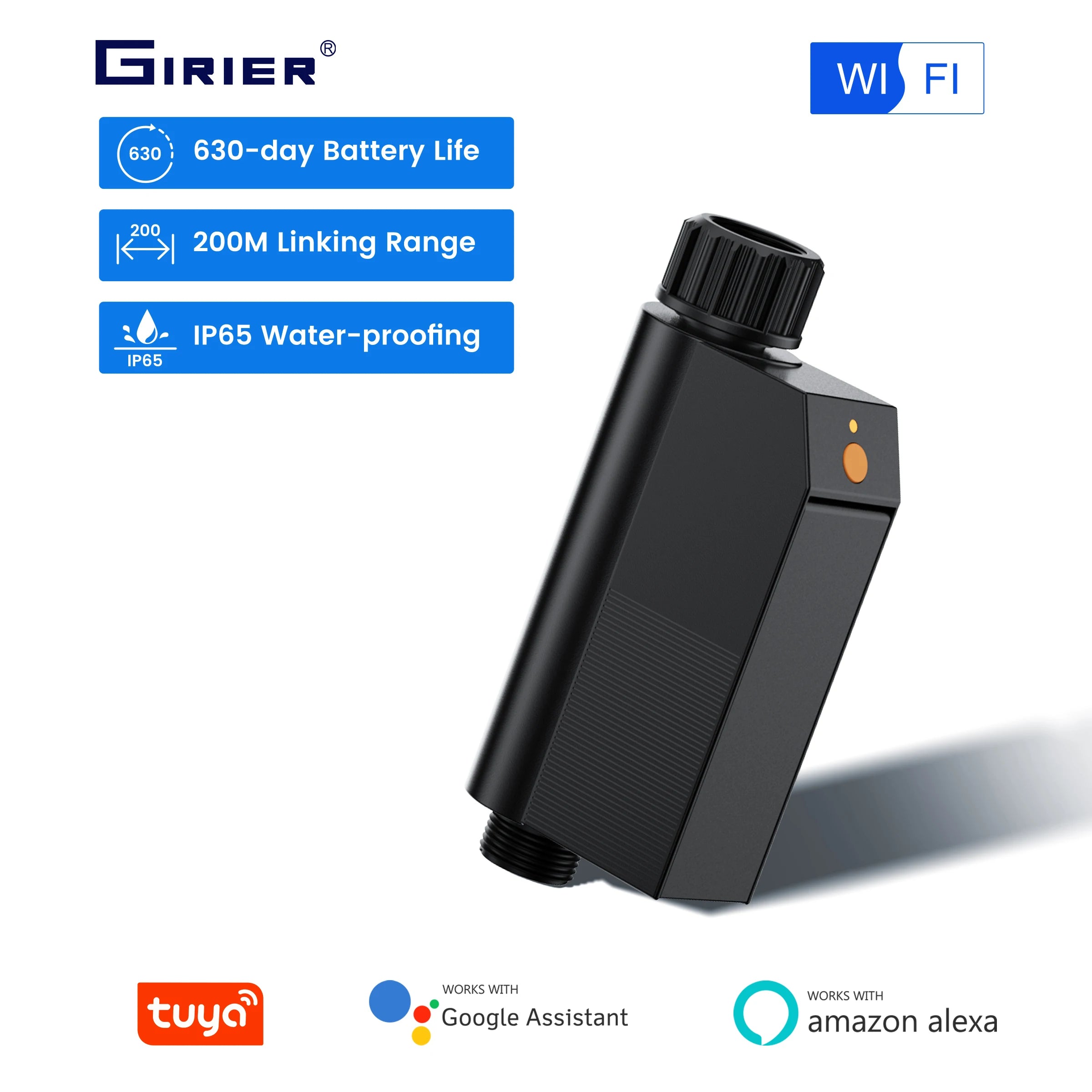 GIRIER Smart Water Timer WiFi Sprinkler Timer No Hub Required for Garden Hose Drip Irrigation Works with Tuya APP Supports Alexa