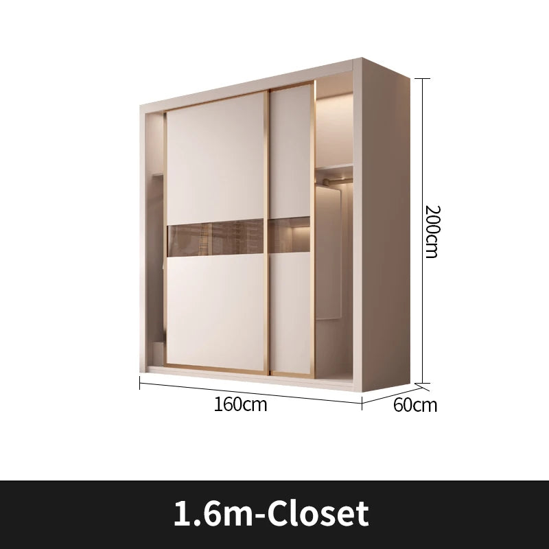 Sliding Door WardrobeNordic Modern Home Furniture Bedroom Desk Dresser In One Combination Light Luxury Corner Wardrobe furniture