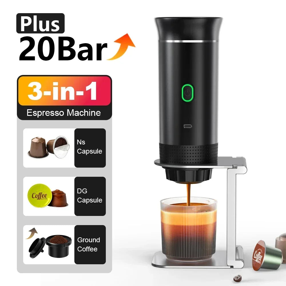 Wireless Electric Portable Capsule Coffee Maker Camping Coffee Maker Fully Automatic Espresso Capsule Powder Travel Coffee Maker