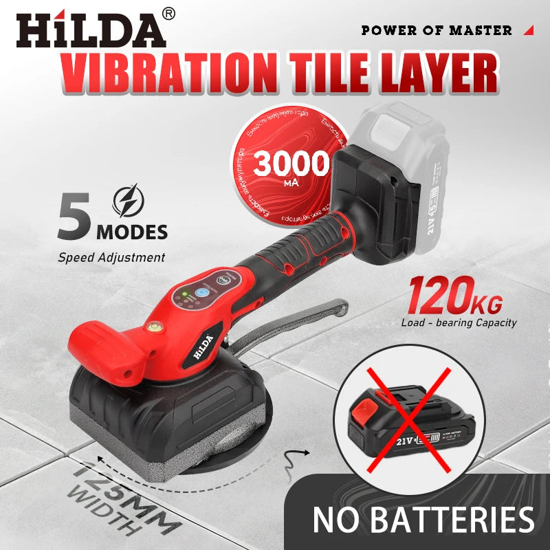 HILDA Tile Tiling Machine Laying Vibrating 5-Speed Adjustable High Loading Tile Vibration Leveling Fit Makita 21V Battery