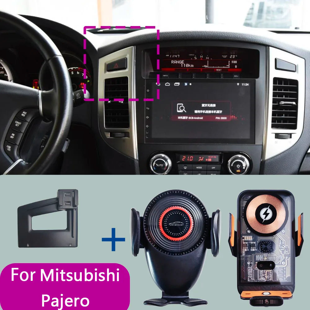 For Mitsubishi Pajero 2011 2012 2013 2014-2022 Car Phone Mount Wireless Charger Special Mobile Phone Holder Fixed Stand Base