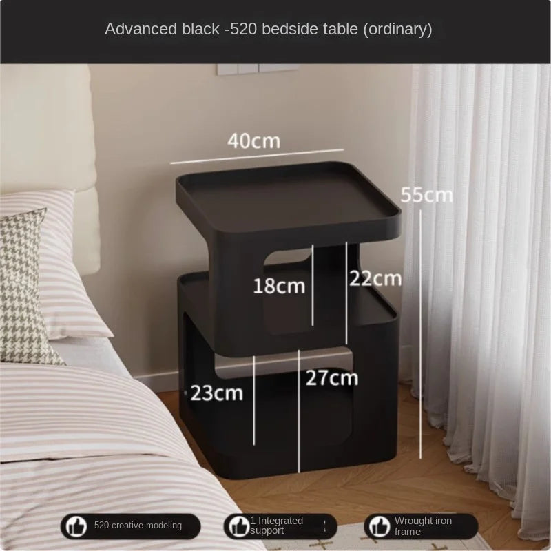 Realife New Bedroom Creative Bedside Cabinet Modern And Simple Storage Rack Iron Movable Edge Table With 360 Degree Rotation
