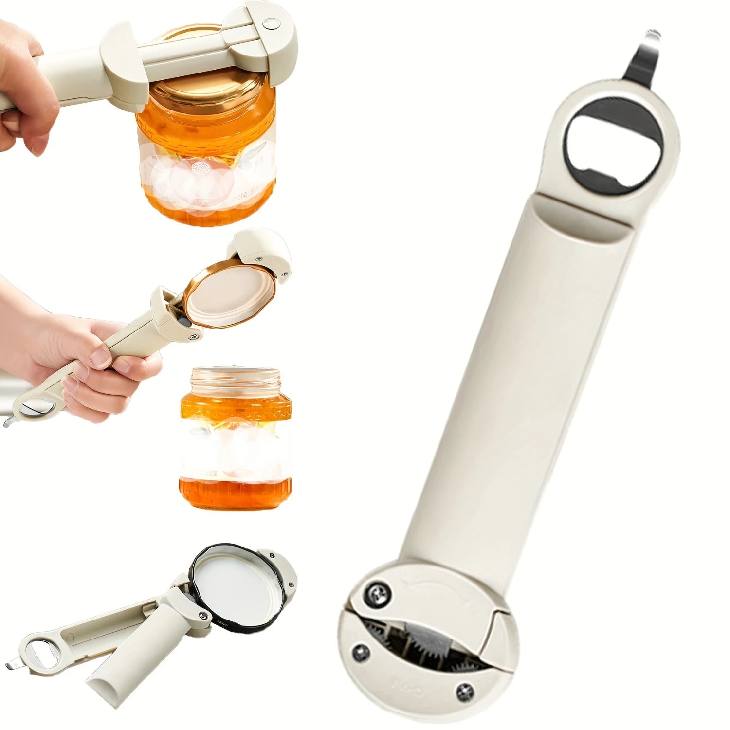 1pc Multifunctional Retractable Bottle Opener, Handheld Adjustable Multifunctional Stainless Steel Can Opener, Weak Hand Bottle