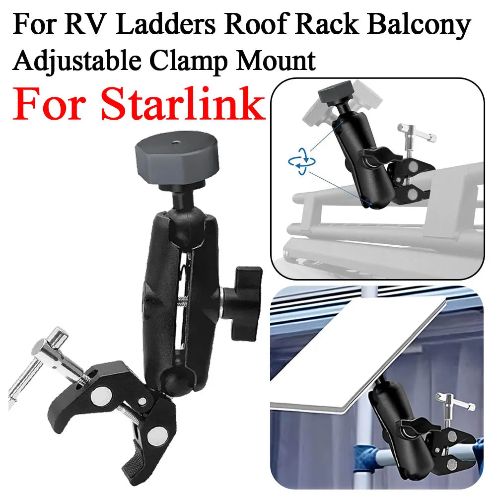 For Starlink Mini Mount Adjustable Clamp Bracket Kit Roof Mount for RV Ladders Roof Rack Balcony