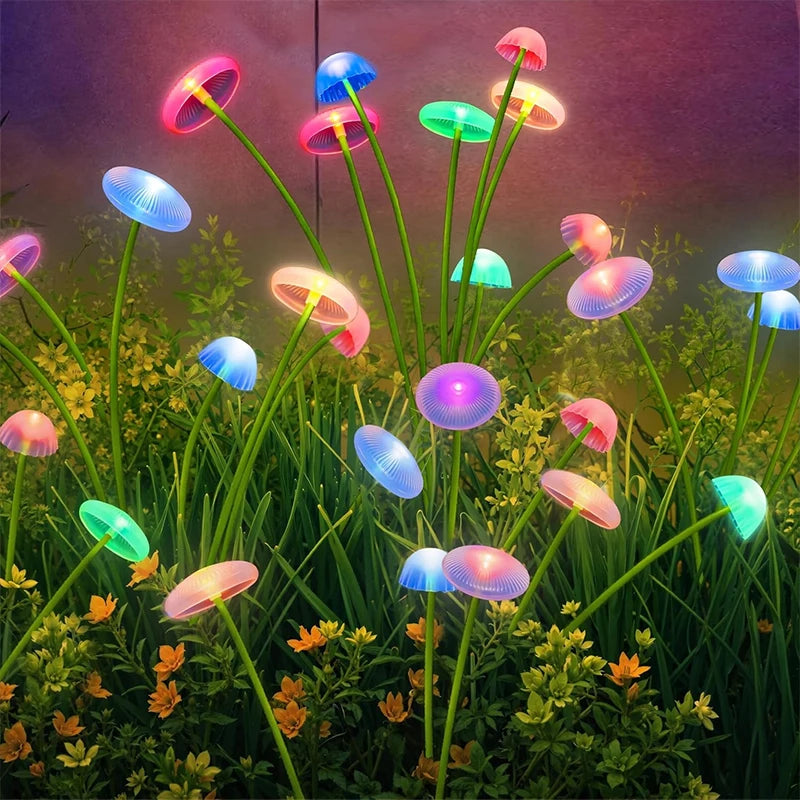 Solar Garden Light, Mushroom Lights Outdoor, IP65 Waterproof Firefly Swaying Lamp, Jellyfish Outdoor Decor for Garden