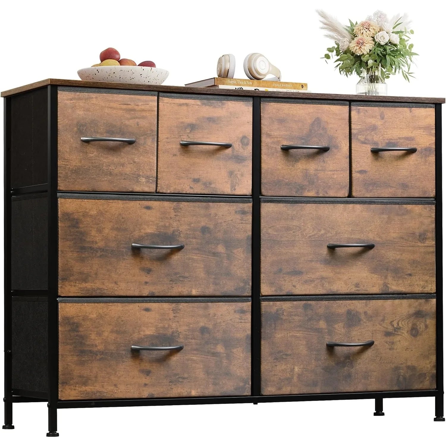 Dresser for Bedroom with 8 Drawers, Wide Fabric Dresser for Storage and Organization, Bedroom Dressers, Chest of Drawers