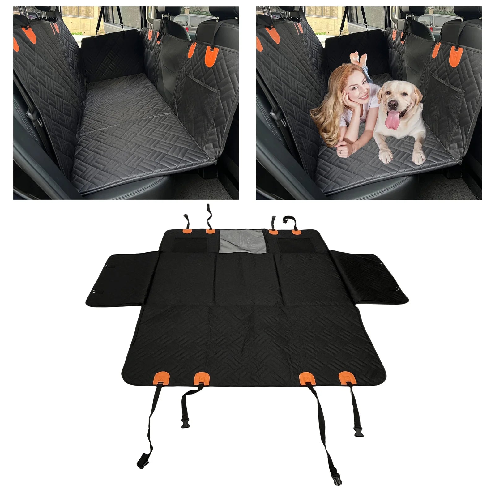 Pet Car Seat Protector Anti Slip Waterproofing Dog Car Seat Cover 600D Oxford Cloth Reinforced Stitching with Straps for Travel