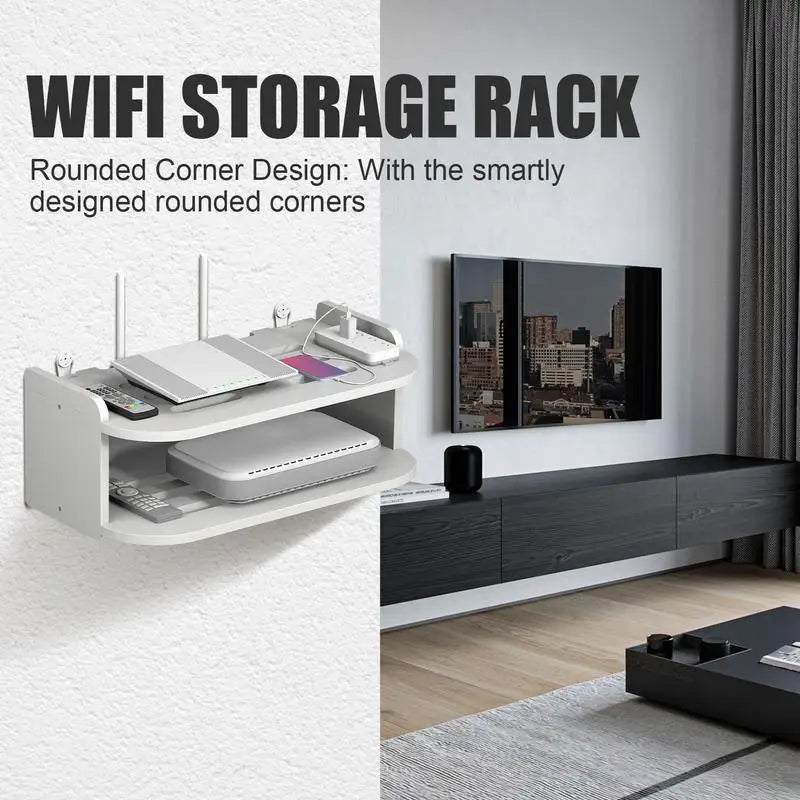 Wifi Storage Racks Bedroom Wall Wireless Perforation-Free Shelf Storage Box Hanging Wall Remote Control Shelf Set-Top Box Router